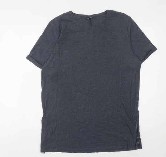 Jack & Jones Men's Blue XL Zipped Round Neck T-Shirt