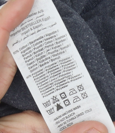 Jack & Jones Men's Blue XL Zipped Round Neck T-Shirt