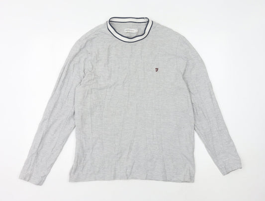 Farah 1920 Men's Grey Long Sleeve Crew Neck T-Shirt Size L