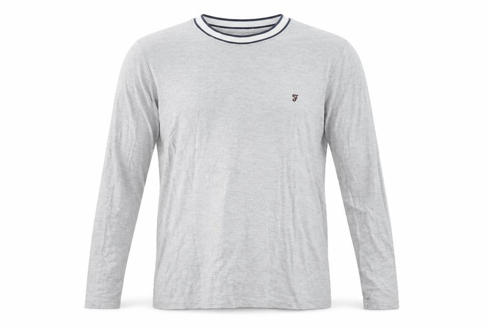 Farah 1920 Men's Grey Long Sleeve Crew Neck T-Shirt Size L
