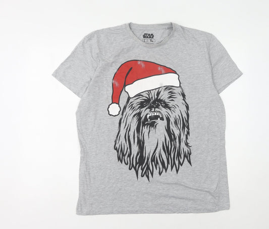 Star Wars Men's Grey Chewbacca Christmas T-Shirt L