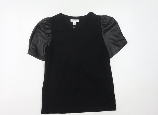 Nine West Women's Black Puff Sleeve Top, M, Casual Elegance