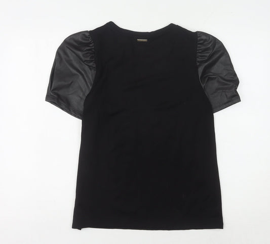 Nine West Women's Black Puff Sleeve Top, M, Casual Elegance