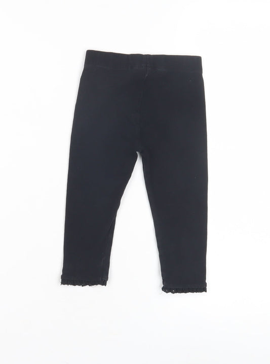 Next Girls Black Ankle Leggings, 9 Months, Elastic Waist