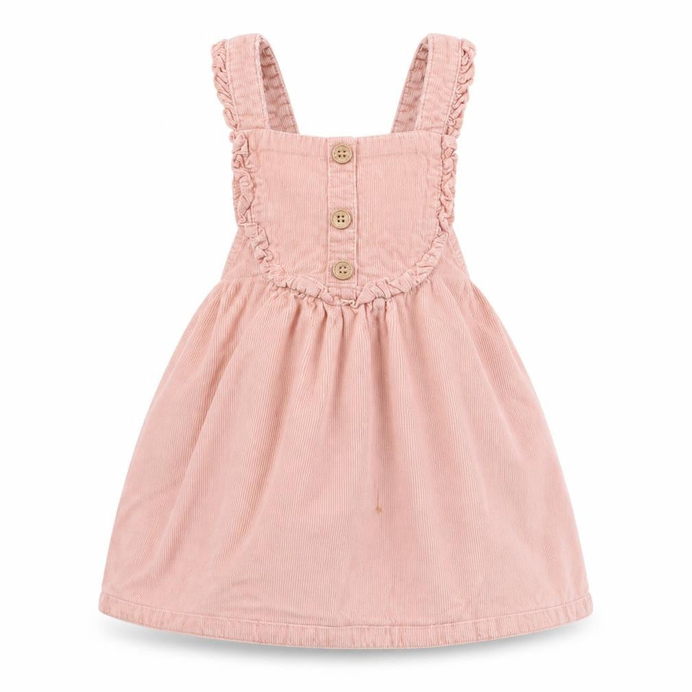 Front view of Next girls’ pink pinafore dress, 12-18 months, cotton