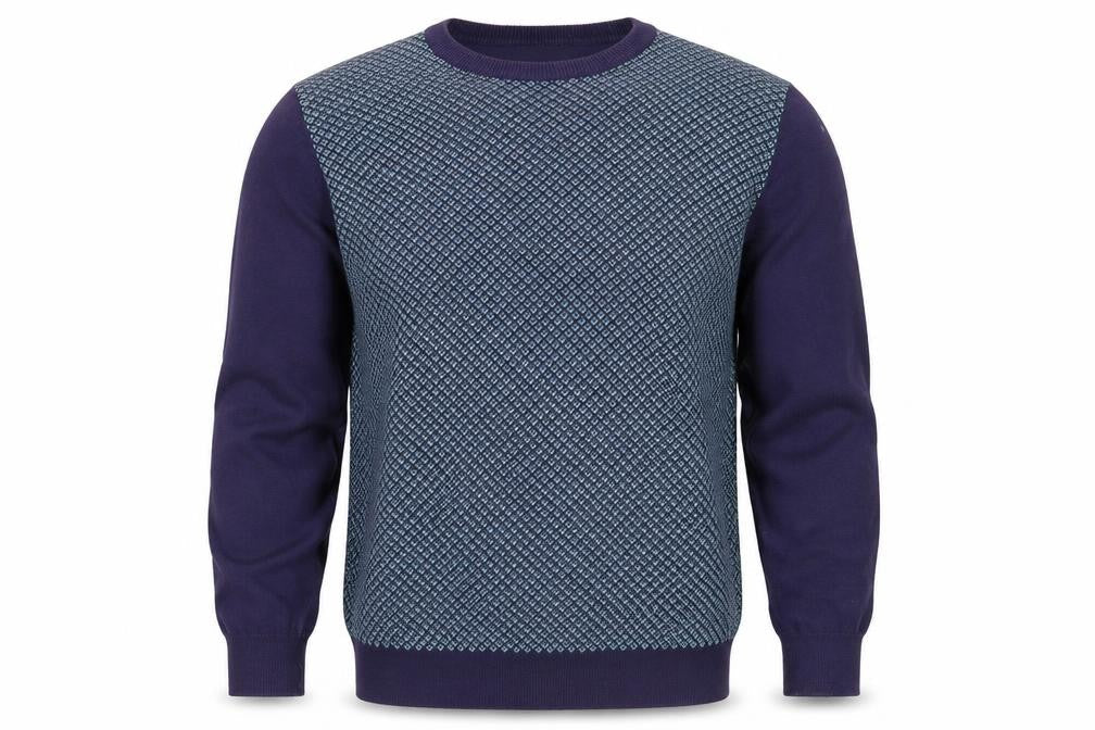 Marks and Spencer Men's Blue Geometric Pullover Jumper L