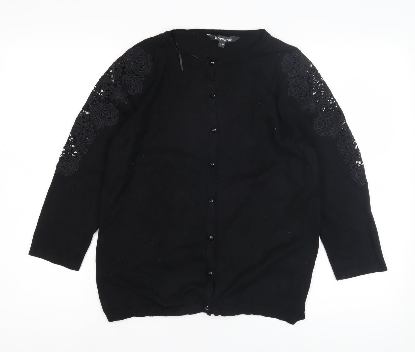 Bonmarché Women's Black Cardigan Size 12 Elegant Knit