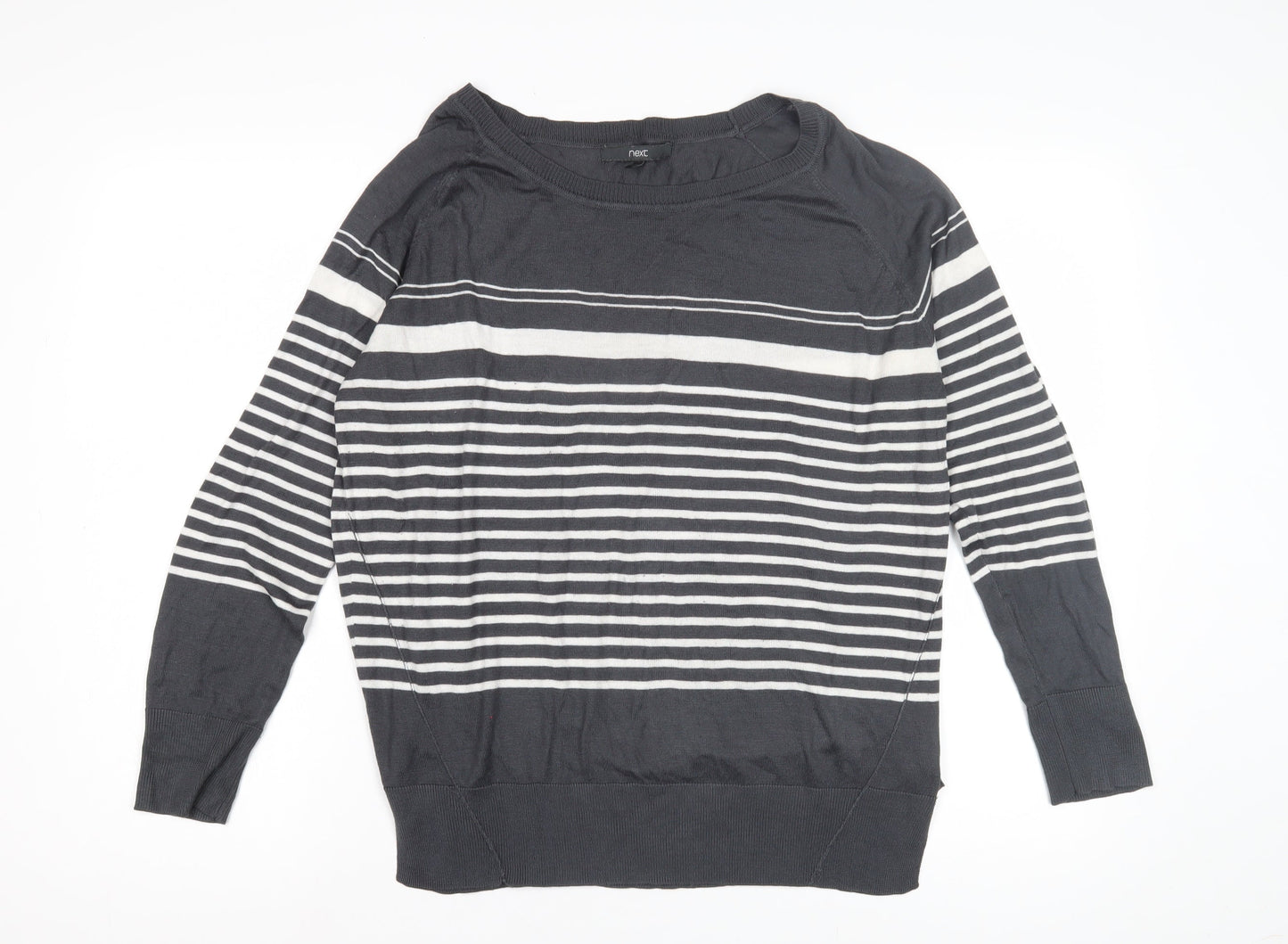 Next Women's Black Pullover Jumper, Size 14, Striped, Raglan