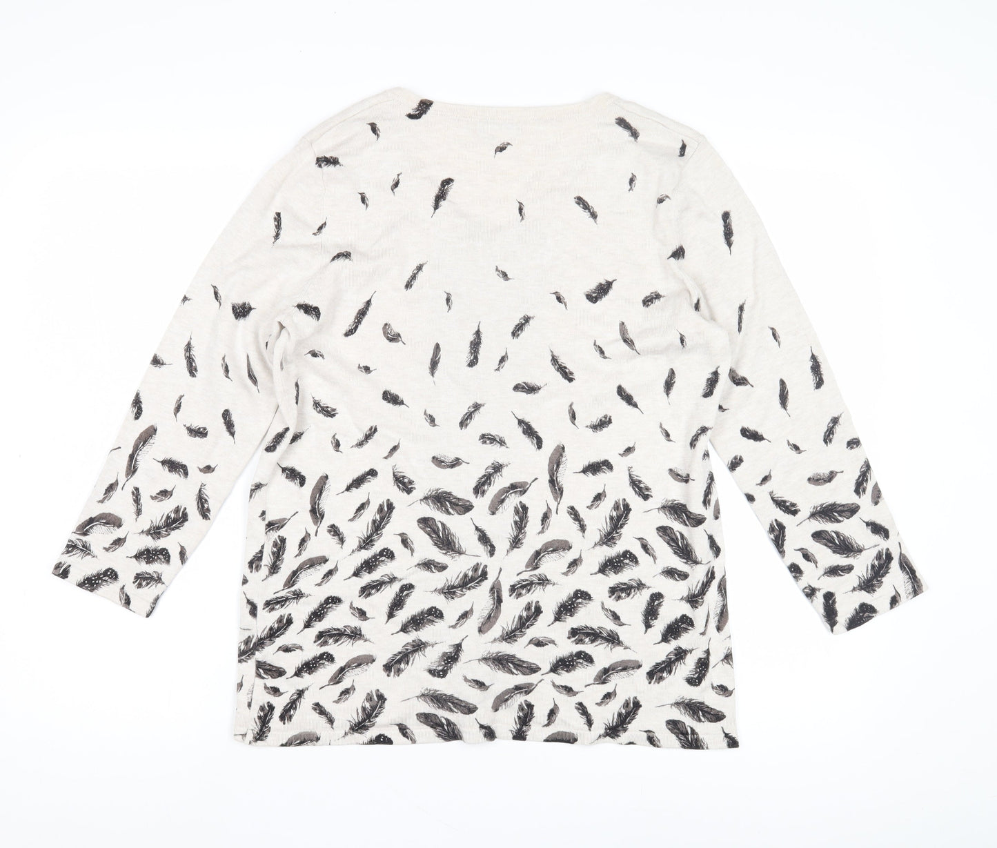 M&Co Women's Ivory Feather Print Cardigan Size 14