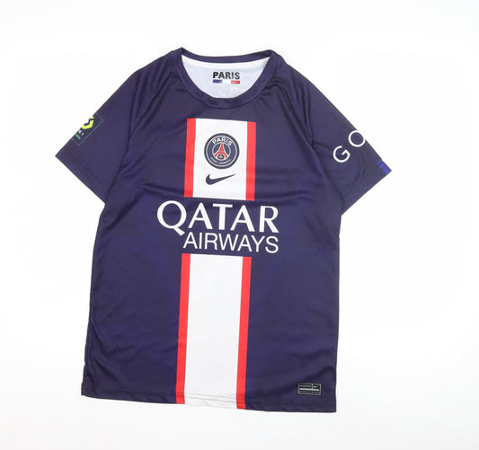 Nike Boys Blue Football Jersey - L, Short Sleeve & Breathable