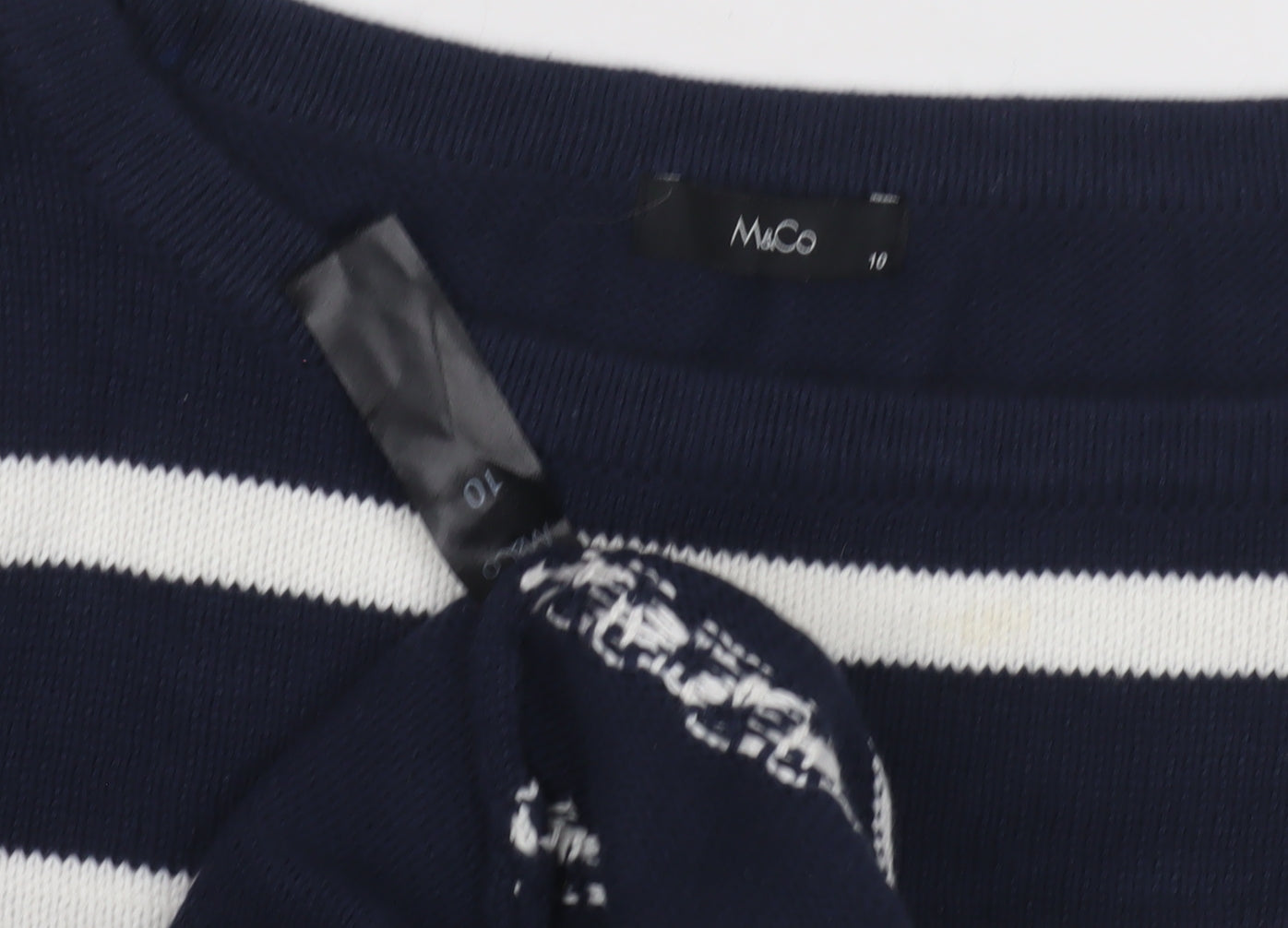 M&Co Women's Blue Striped Pullover Jumper, Size 10