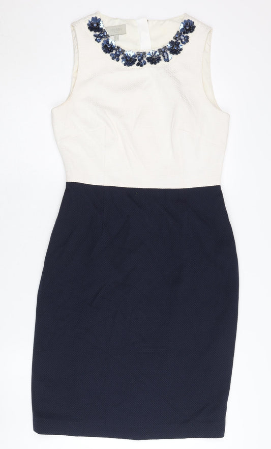 Hobbs Women's Ivory Black Sheath Dress Size 10