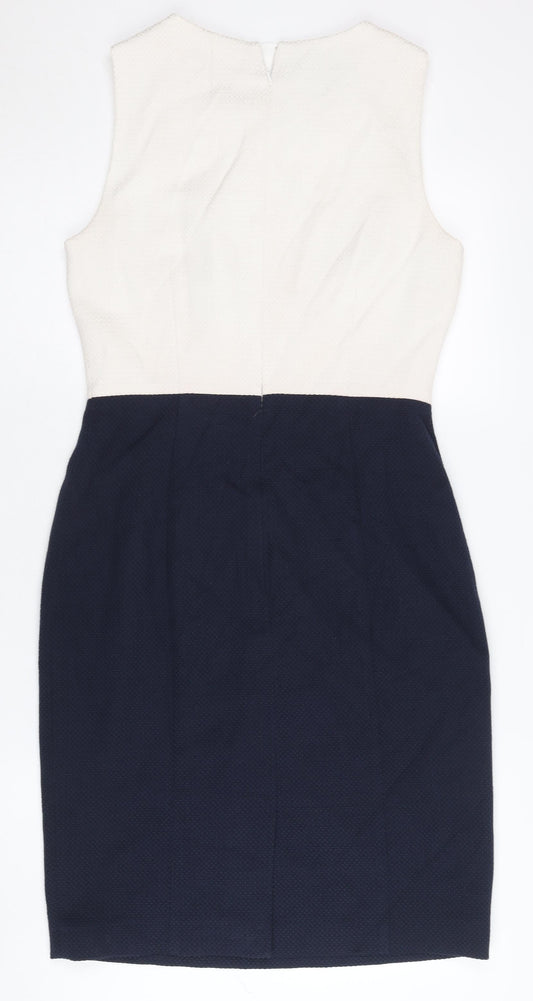 Hobbs Women's Ivory Black Sheath Dress Size 10