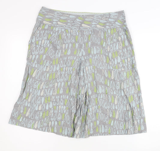 White Stuff Women’s Grey Linen Blend A-Line Skirt Size 12