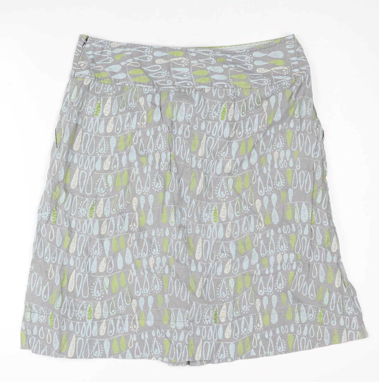 White Stuff Women’s Grey Linen Blend A-Line Skirt Size 12