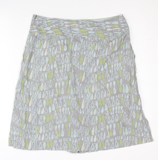 White Stuff Women’s Grey Linen Blend A-Line Skirt Size 12