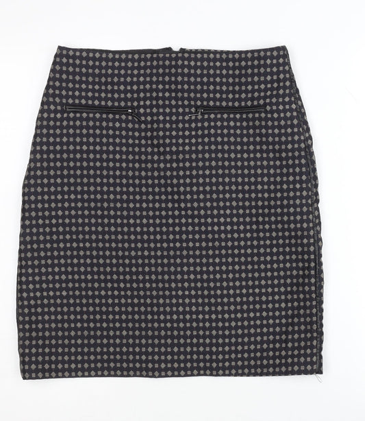 Marks and Spencer Women's Black Geometric Pencil Skirt Size 8