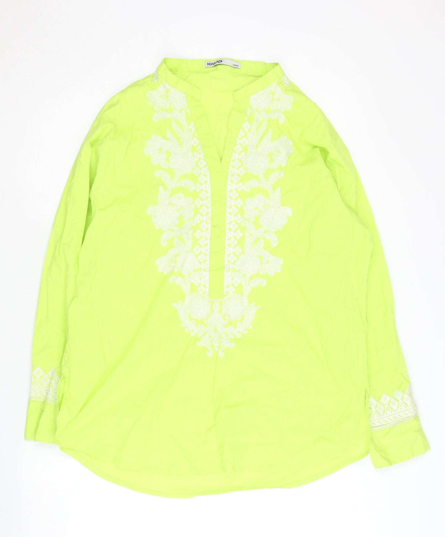 Khaadi Women's Green Embroidered Blouse, Size L, Casual