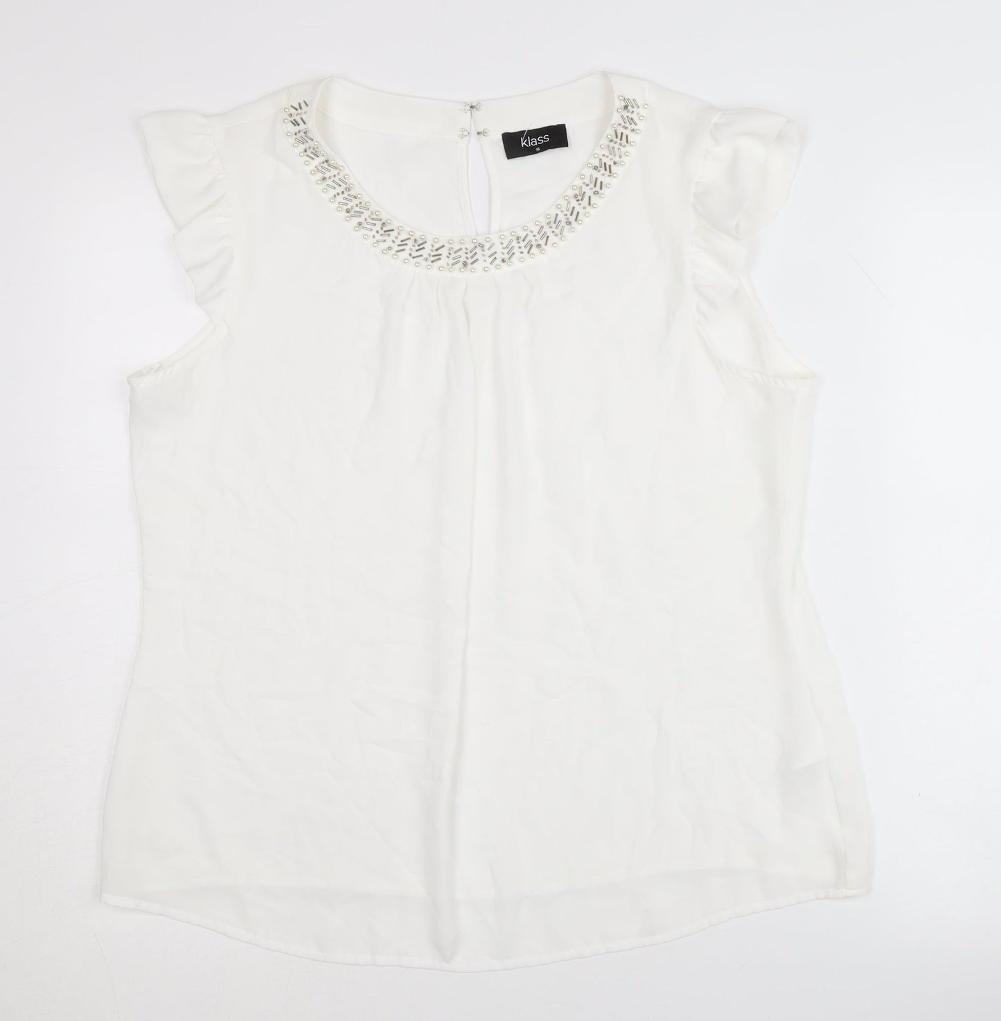 Klass Womens White Sleeveless Blouse - Size 16