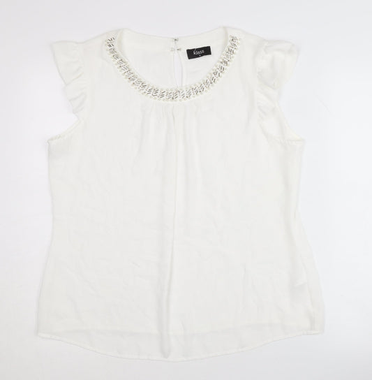 Klass Womens White Sleeveless Blouse - Size 16