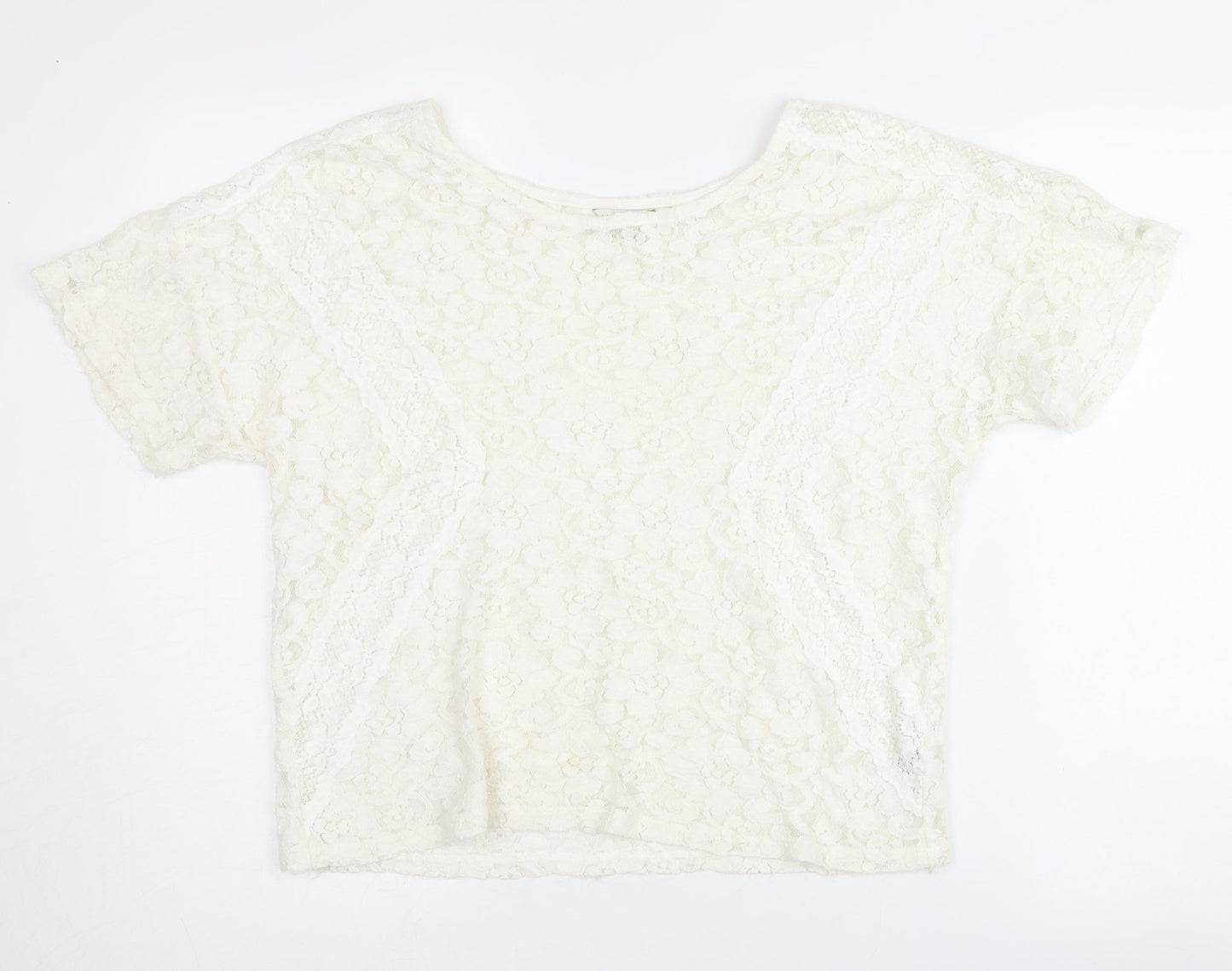 Monsoon Women's Ivory Lace Floral Short Sleeve Blouse