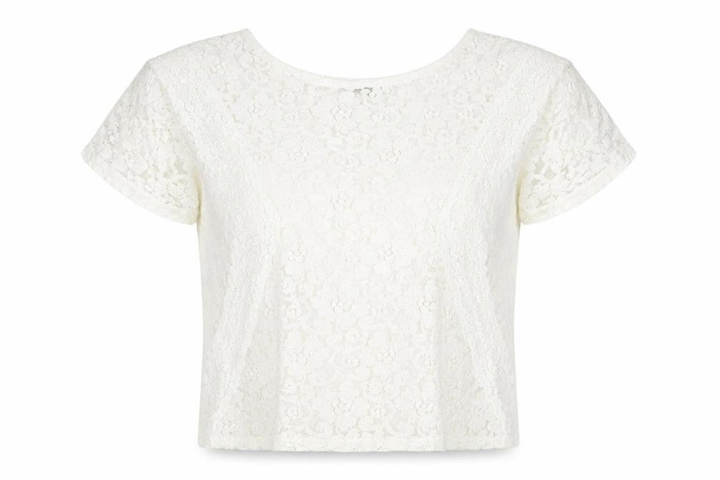 Monsoon Women's Ivory Lace Floral Short Sleeve Blouse