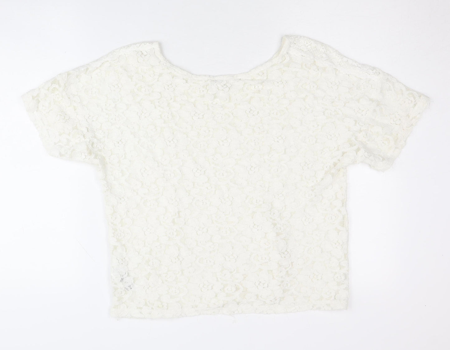 Monsoon Women's Ivory Lace Floral Short Sleeve Blouse