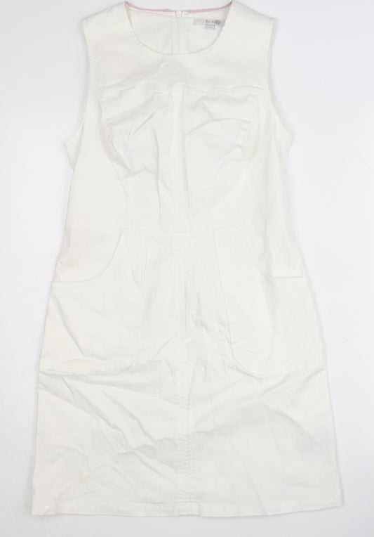 Boden Women's Ivory Shift Dress Size 10, Casual Sleeveless