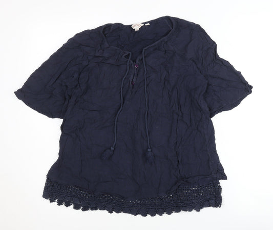 Fat Face Women's Blue Lace Accent Blouse Size 12