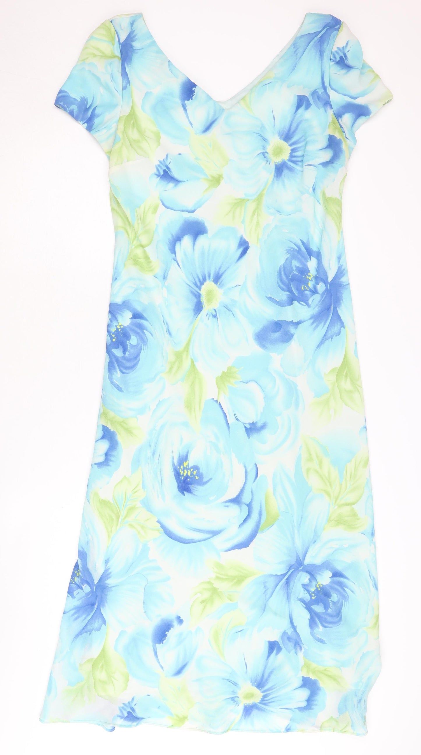 S.L. Fashions Women's Blue Floral Dress Size 14