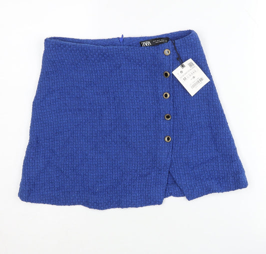 Zara Women's Blue Short Buttoned Skirt Size 12