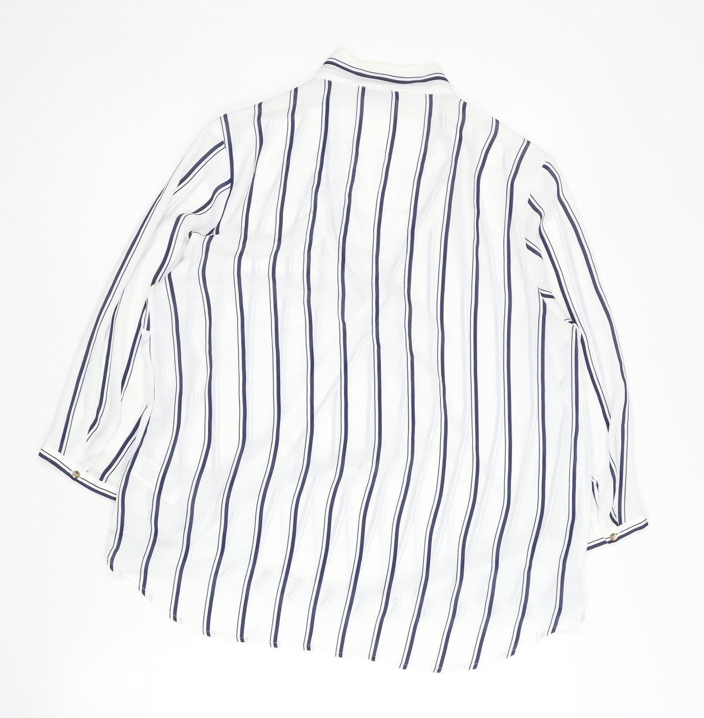 Marks and Spencer Women's White Striped 3/4 Sleeve Wrap Blouse