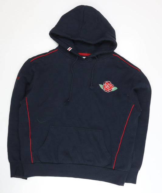 England Men's Navy XL Hoodie - Rose Logo & Stripe Accents