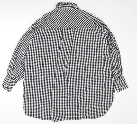 Stradivarius Women's Black Check Button-Up Shirt, S