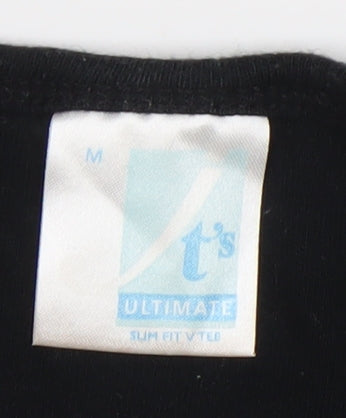 Unisex Adultss UK Size M Ultimate Black 100% Cotton T-Shirt