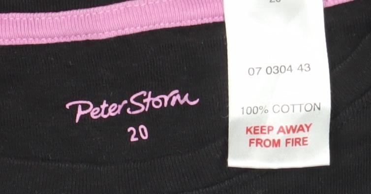 Peter Storm Black Long Sleeve Cotton Top, Size 20