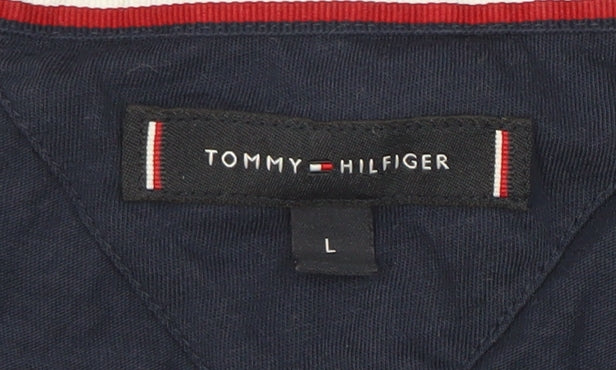 Tommy Hilfiger Men's Blue V-Neck T-Shirt, Size L