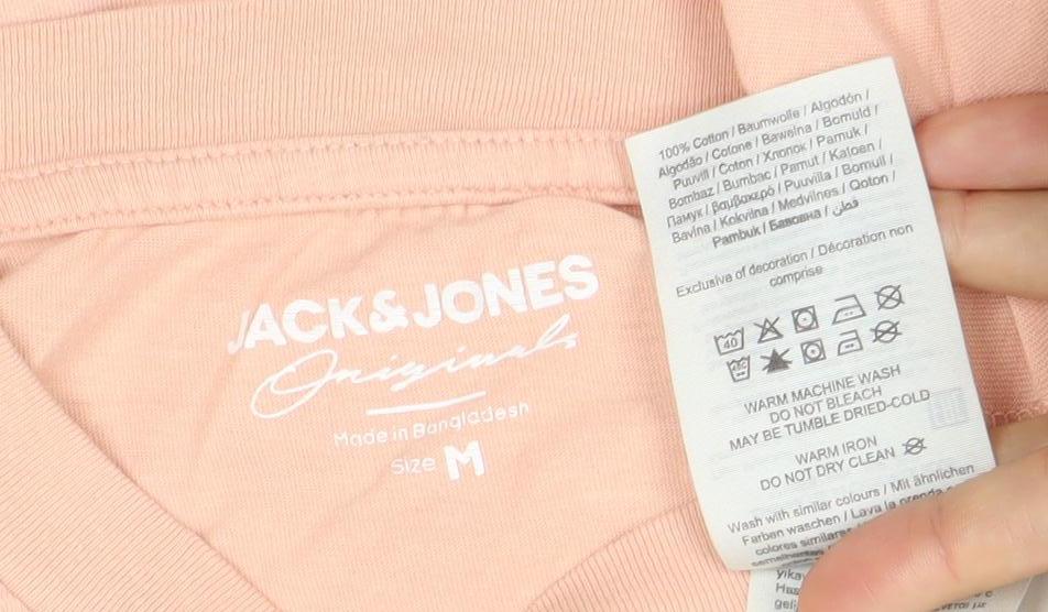 Jack & Jones Men's Pink Crew Neck T-Shirt Size M