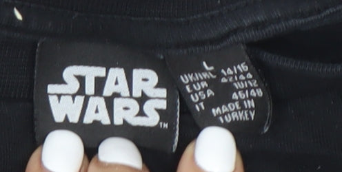 Star Wars Black Juniors T-Shirt, Size 14, Movie Theme