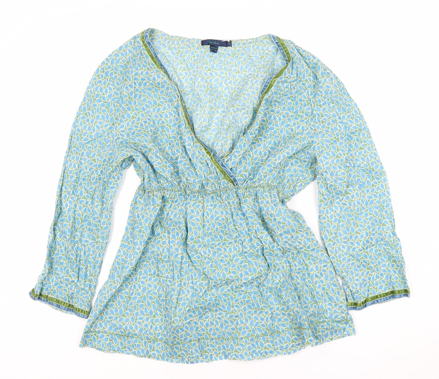 J.Crew Women's Blue Floral Wrap Blouse Size 12