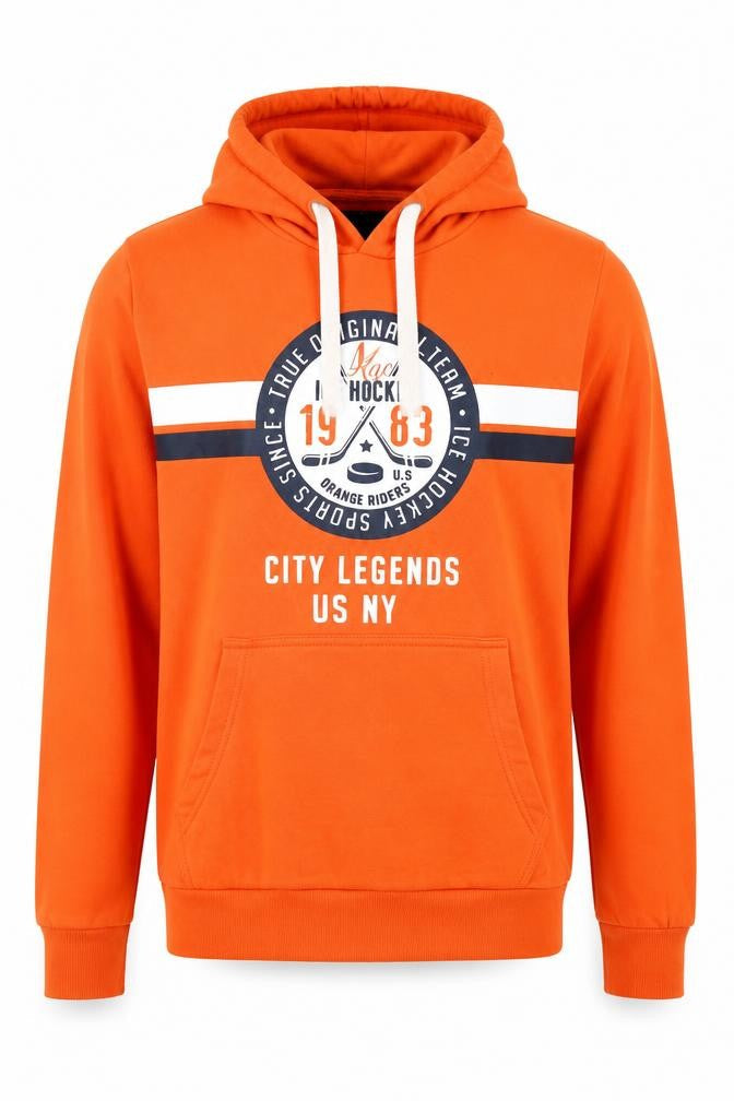 Front view of C&A Men's Orange Pullover Hoodie, size L