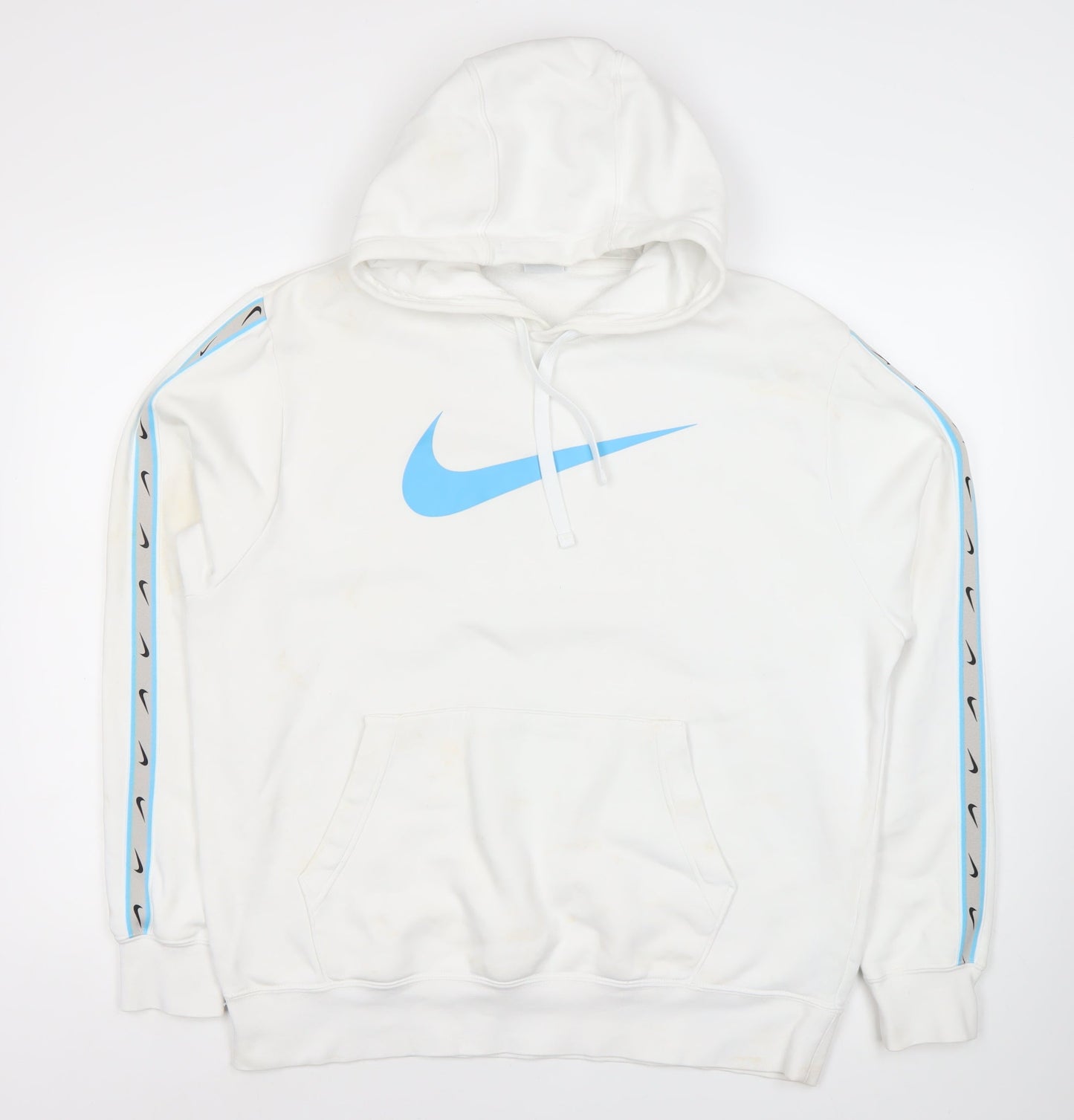 Nike Men's White Pullover Hoodie - Large Size