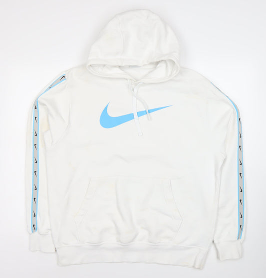 Nike Men's White Pullover Hoodie - Large Size