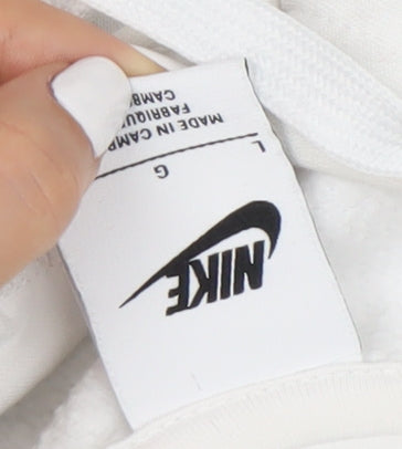 Nike Men's White Pullover Hoodie - Large Size