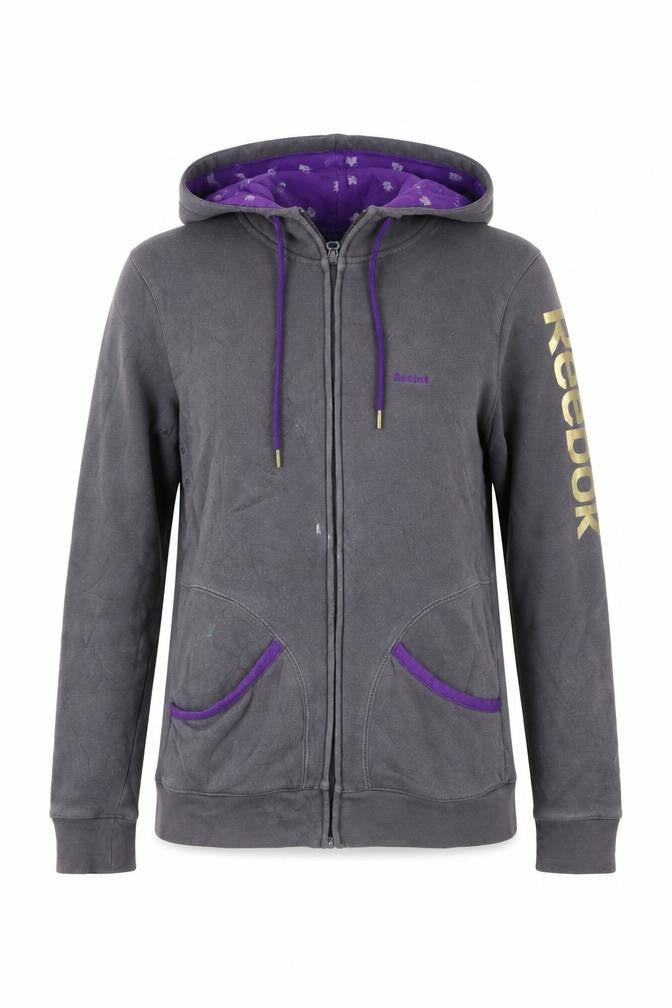 Women Teens Unisex Adults UK XS Regular Reebok Grey Full Zip Hoodie