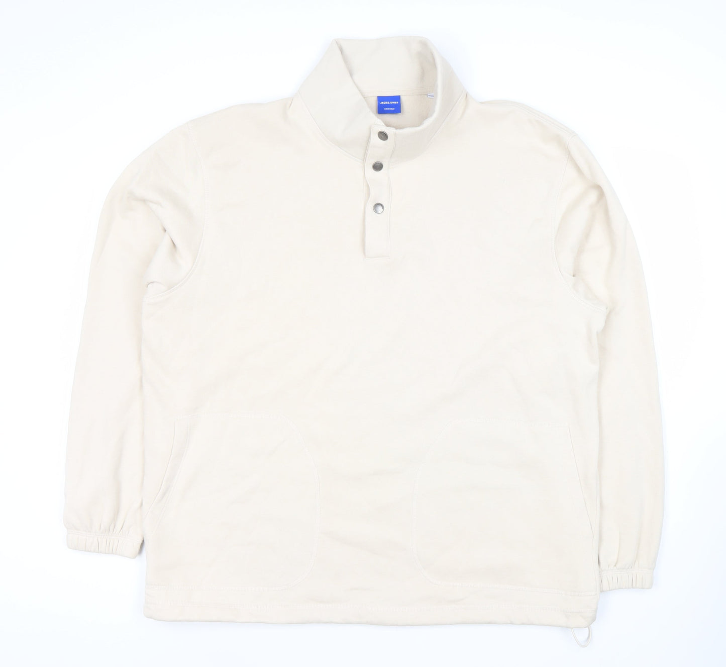 JACK & JONES Beige XL Men's Henley Sweatshirt