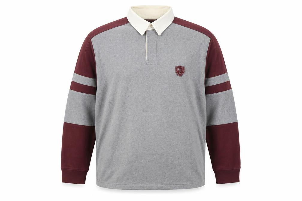 Marks and Spencer Men's Grey Polo Medium Long Sleeve