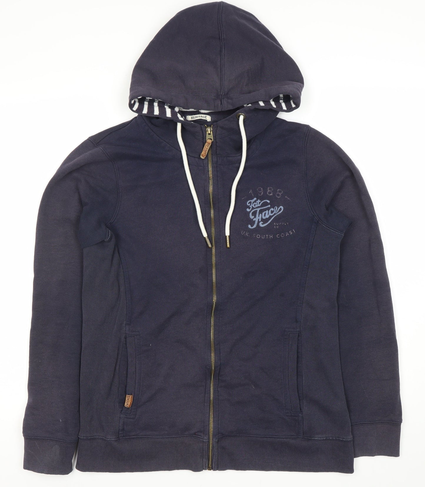 Fat Face Unisex Blue Full Zip Hoodie Size 14