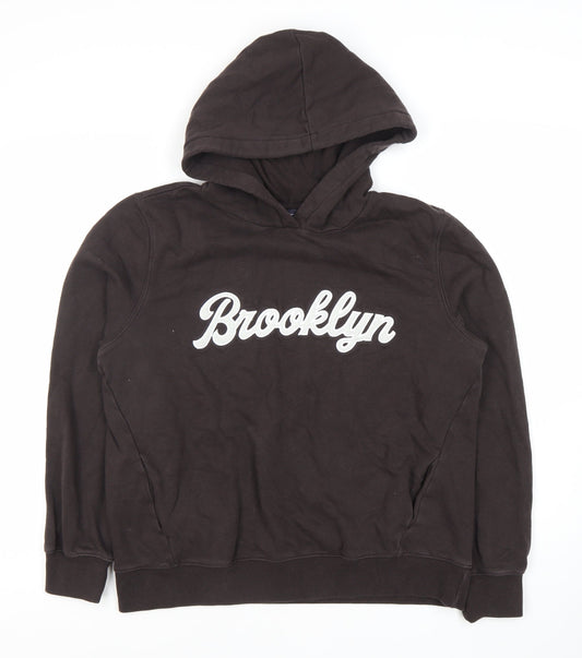 Marks and Spencer Black Hoodie XS Unisex Logo Pullover