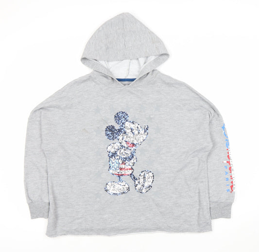 Disneyland Paris Teens Grey Mickey Hoodie, Size 10, Sequin Detail